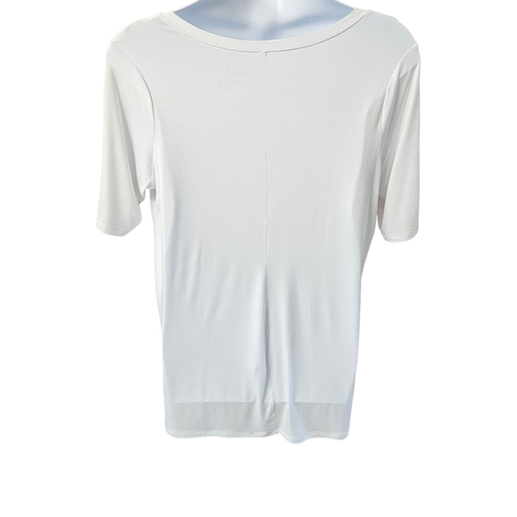 Torrid White Asymmetrical Short Sleeve T-Shirt - Picture 9 of 16